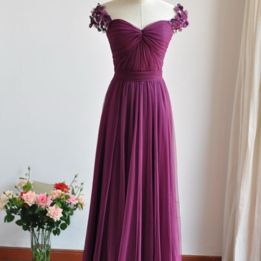Tulle & Chantilly Bridesmaid Dress in Aubergine